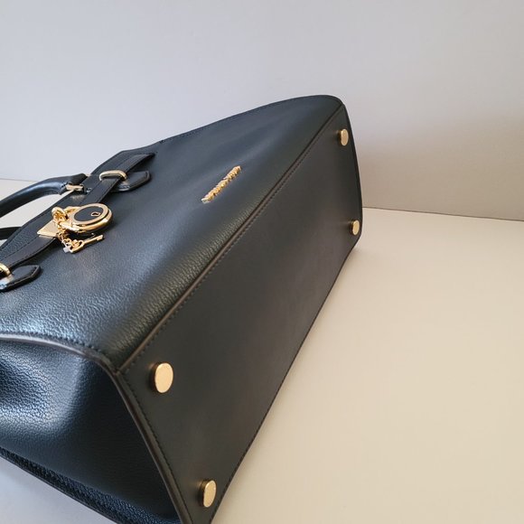 Michael Kors Hamilton Medium Satchel Crossbody Handbag Navy Leather - Picture 6 of 7